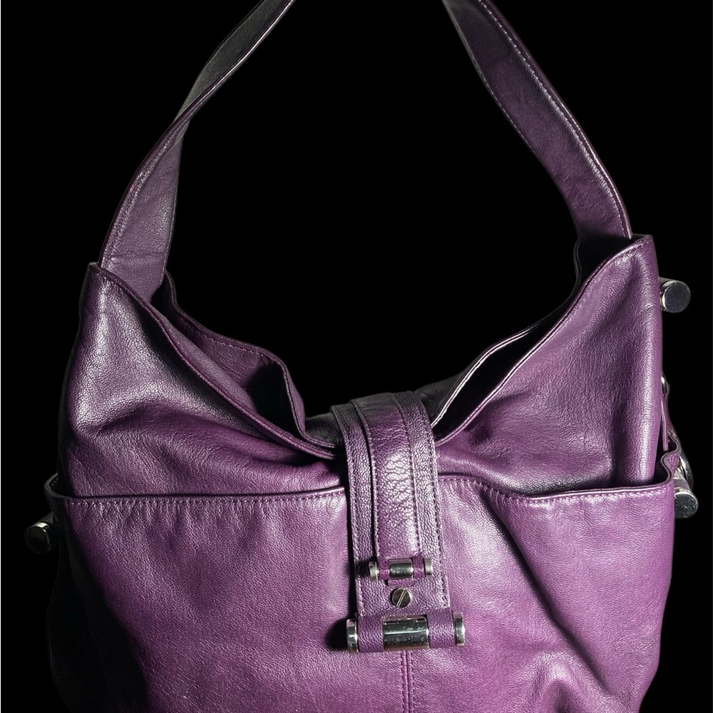 Mk Michael Kors Hinge HOBO  Purple Leather Women's SHOULDERBAG